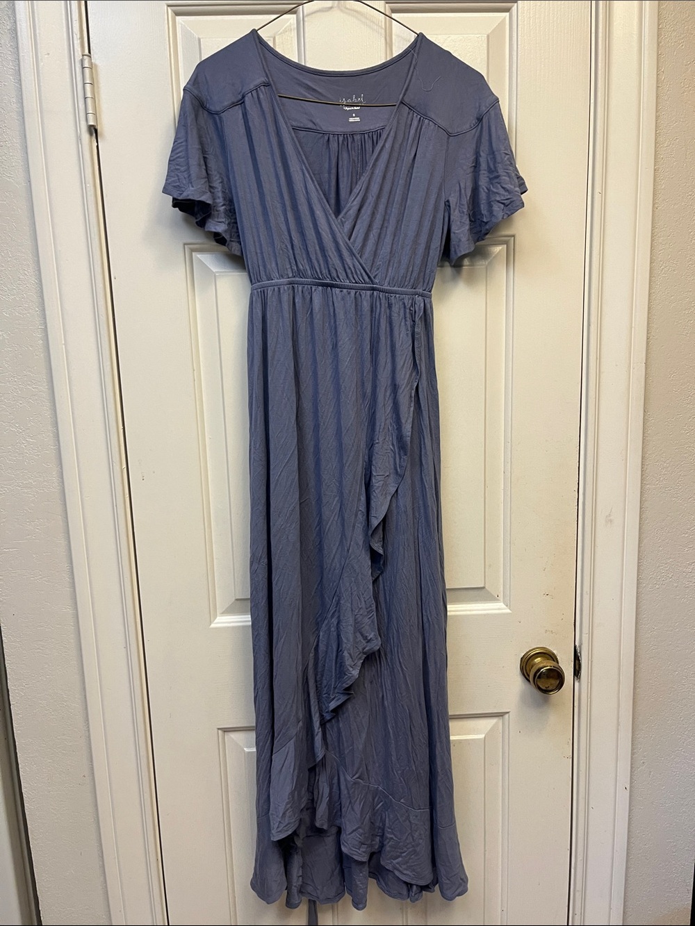 Isabel Maternity Blue Faux Wrap Maxi Dres S